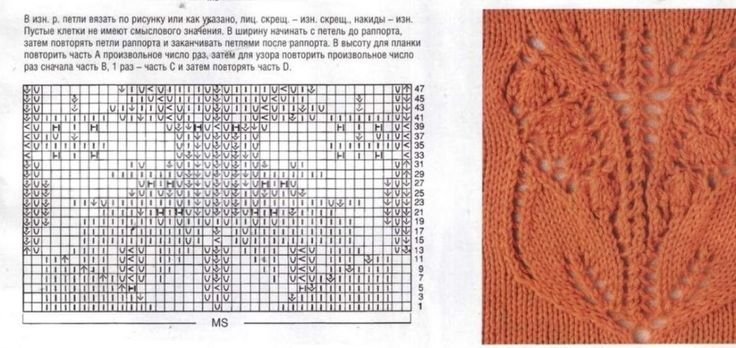 Листья спицами схемы