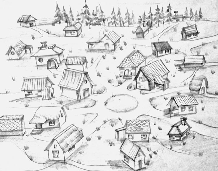 Деревня рисунок