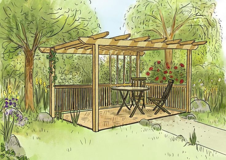Беседка с перголой Sketchup