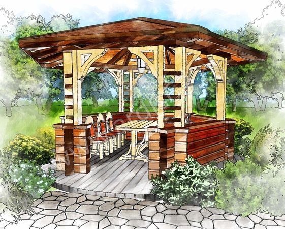 Беседка карандашом