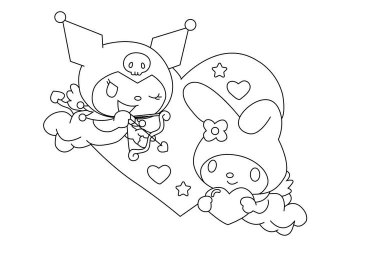 Hello Kitty раскраска Kuromi