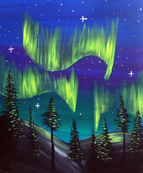 Граттаж Северное сияние