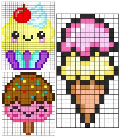 Рисунки по клеткам мороженое