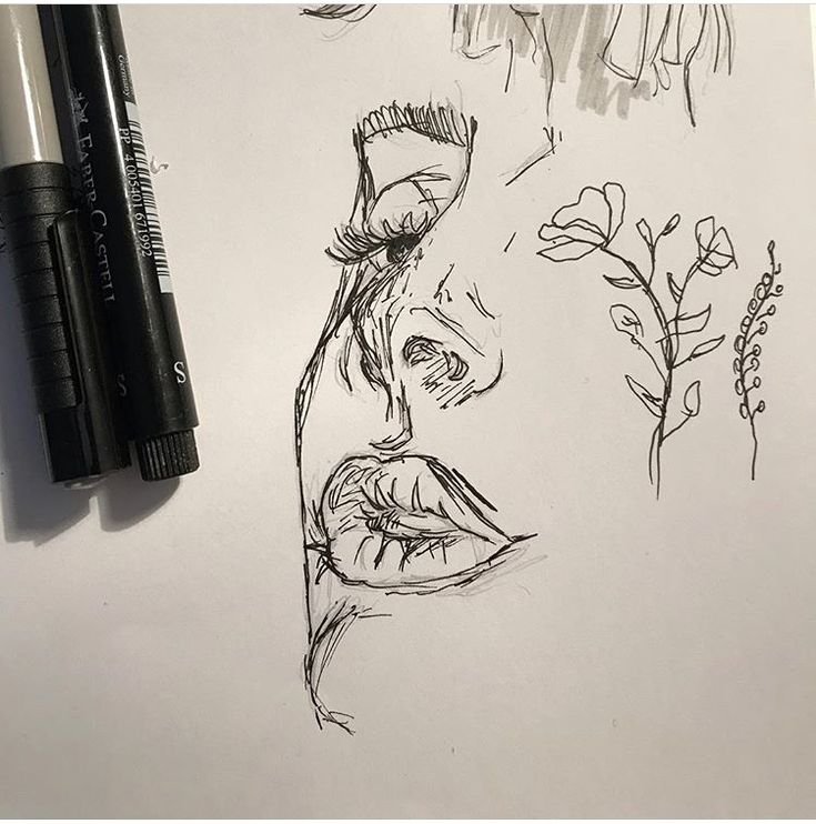 Рисунки черной ручкой