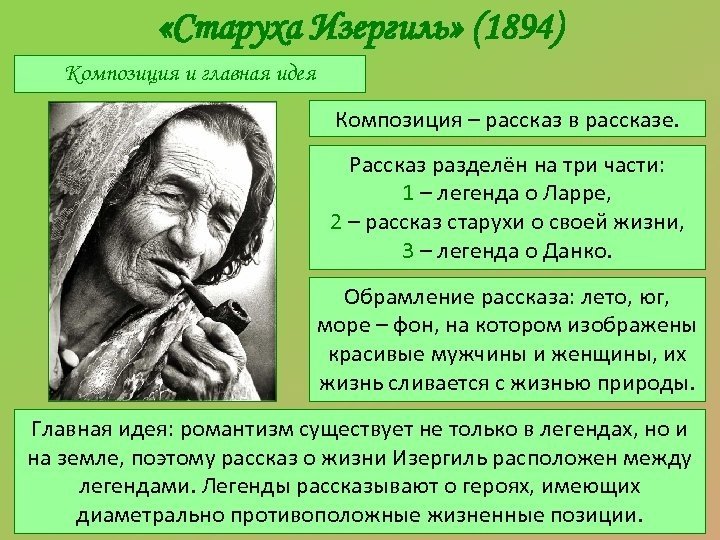 Композиция произведения старуха Изергиль