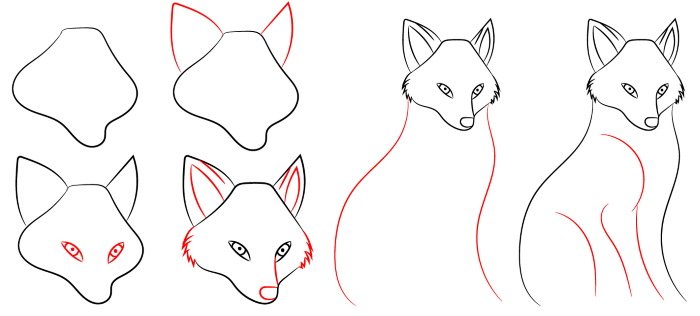 Пошаговый рисунок лисы