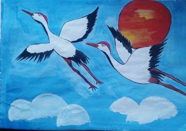 Журавль рисунок