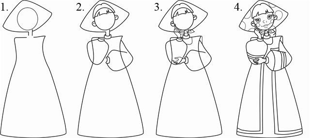 Кукла в национальном костюме рисование