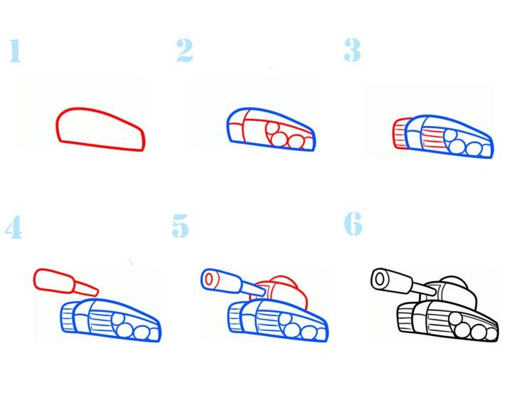 Пошаговое рисование танка