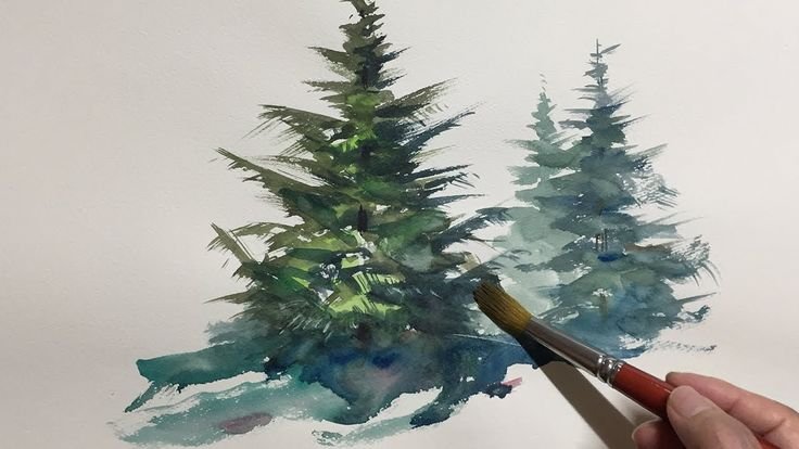Елочка акварелью