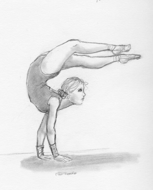 Гимнастка рисунок карандашом