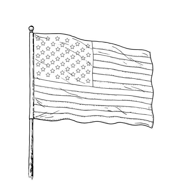 Флаг США рисунок карандашом