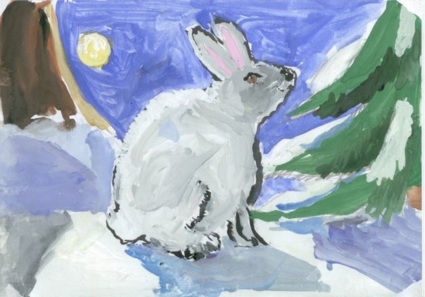 Рисунки животных гуашью