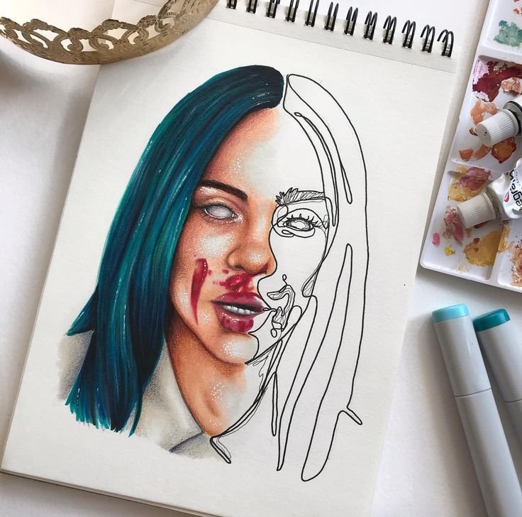 Рисунки Билли Айлиш лёгкие