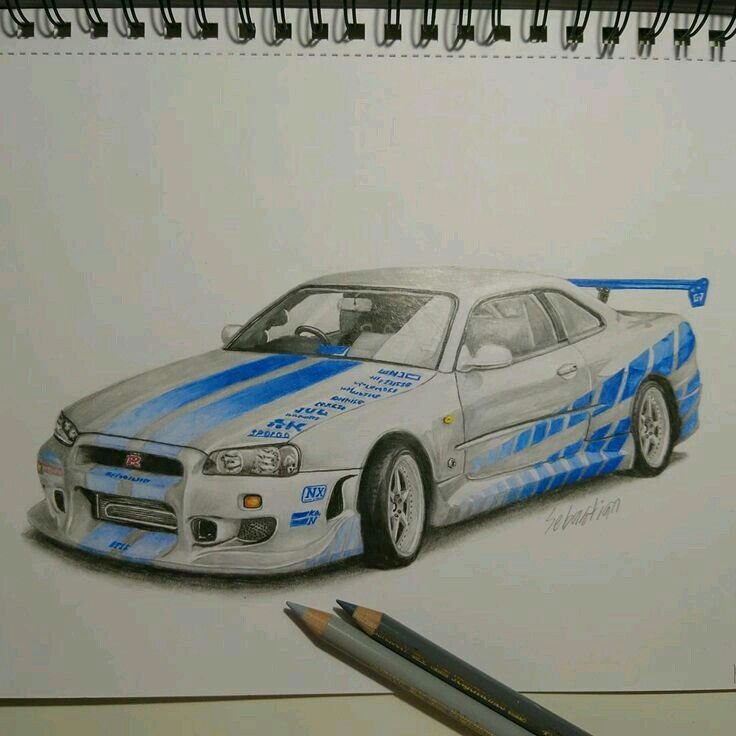 Skyline r34 рисунок пол Уокер