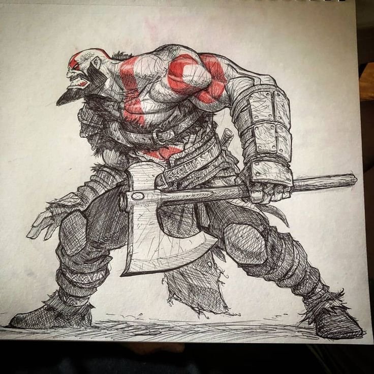 God of War Кратос скетч