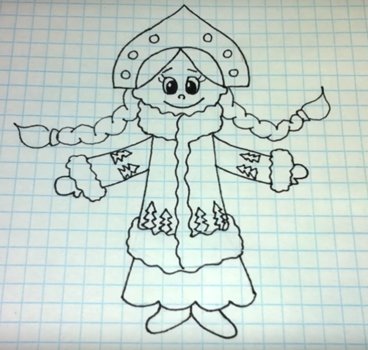 Рисунок Снегурочки по клеткам