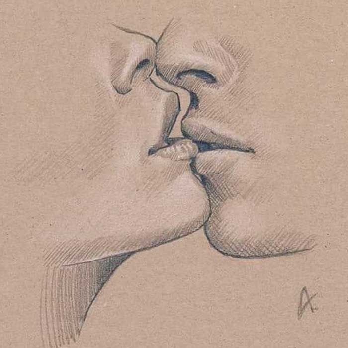 Поцелуй рисунок карандашом