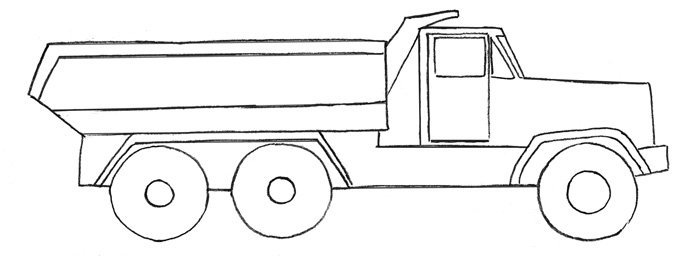 Грузовик рисунок карандашом