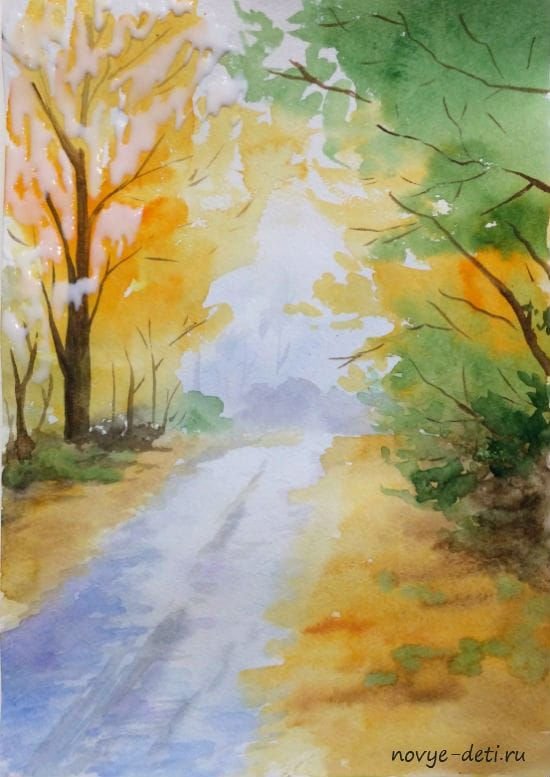 Пейзаж акварелью