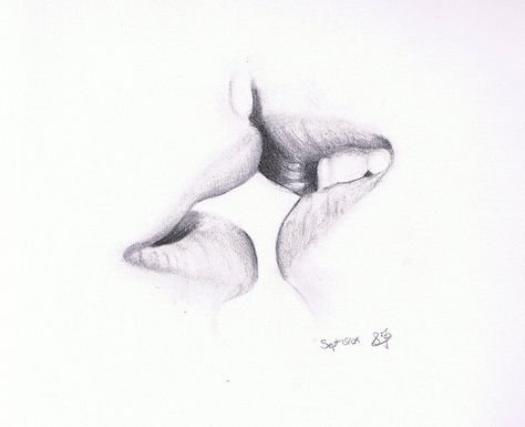 Поцелуй в губы рисунок карандашом