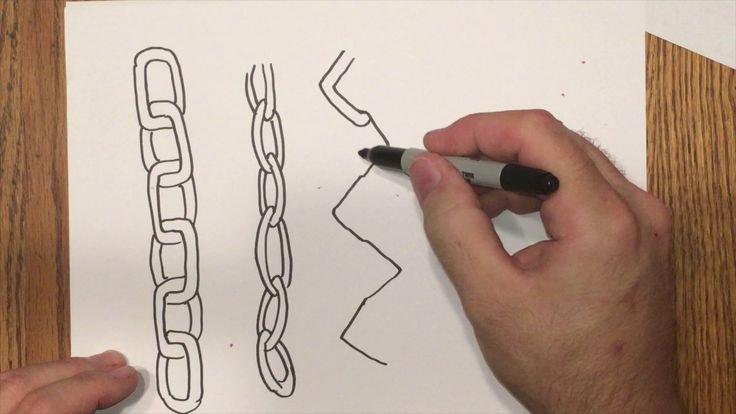 Рисование цепи карандашами