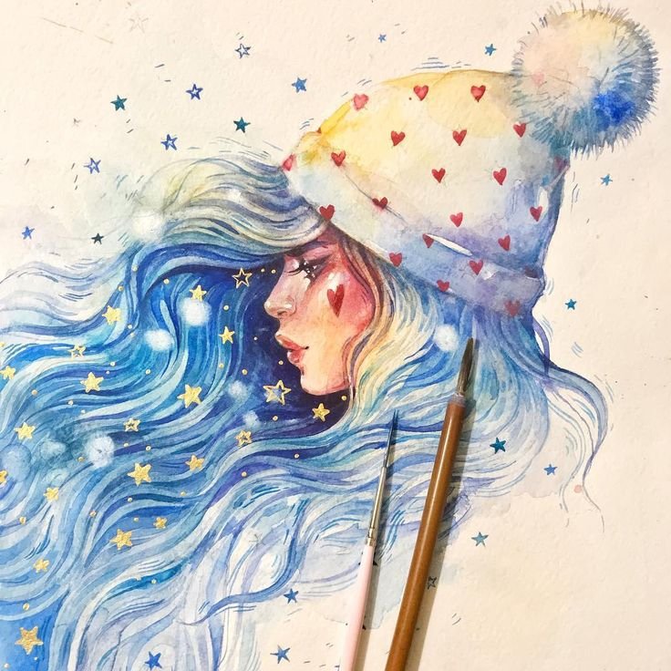 Новогодние Акварельные рисунки