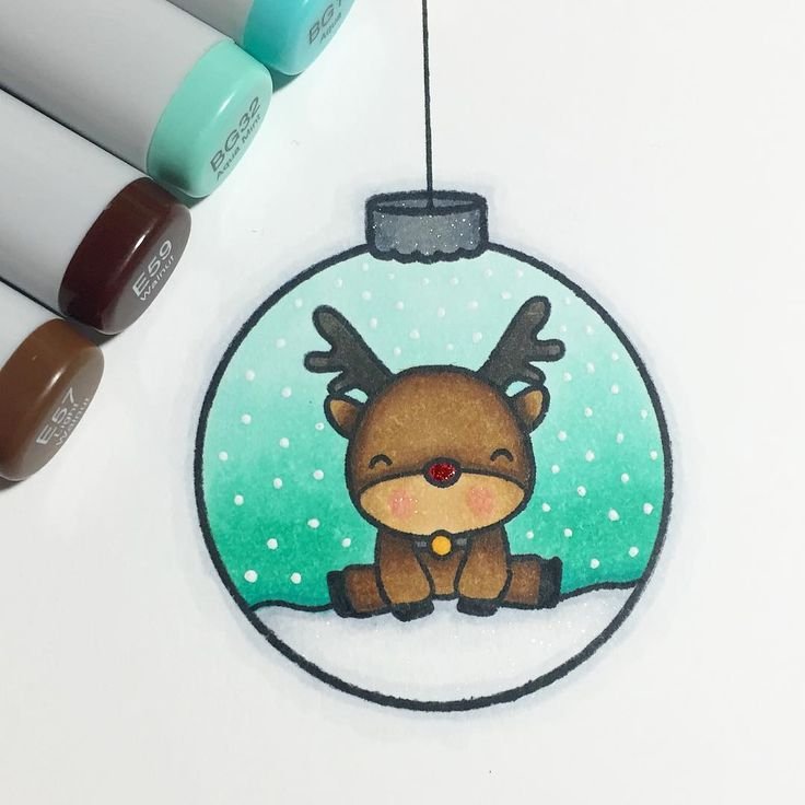 Милые новогодние рисунки фломастерами