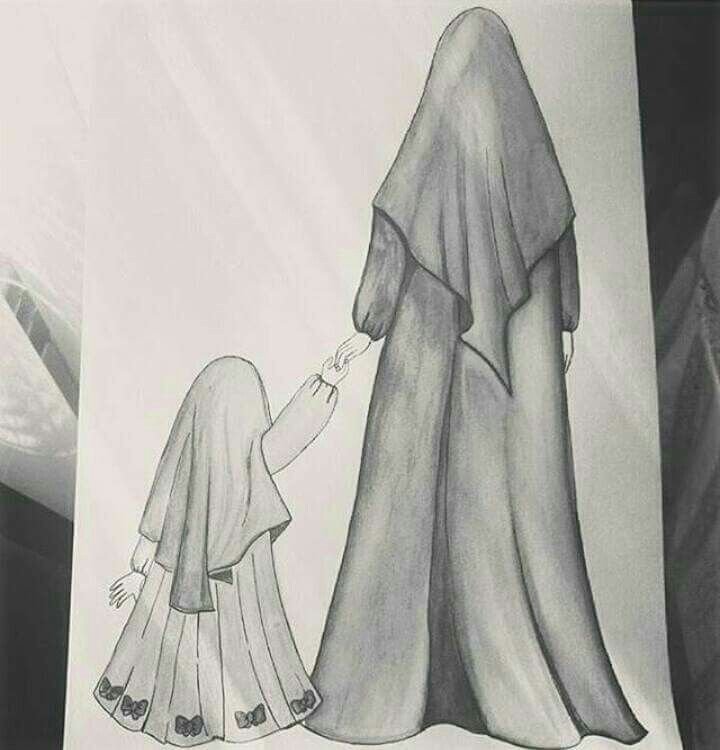 Мусульманка рисунок карандашом