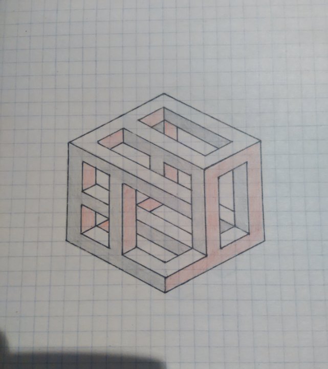 Сложные 3d по клеточкам поэтапно