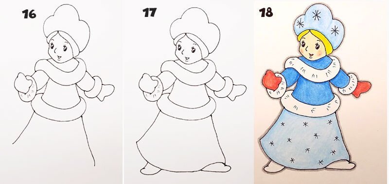 Рисунок Деда Мороза и Снегурочки легко