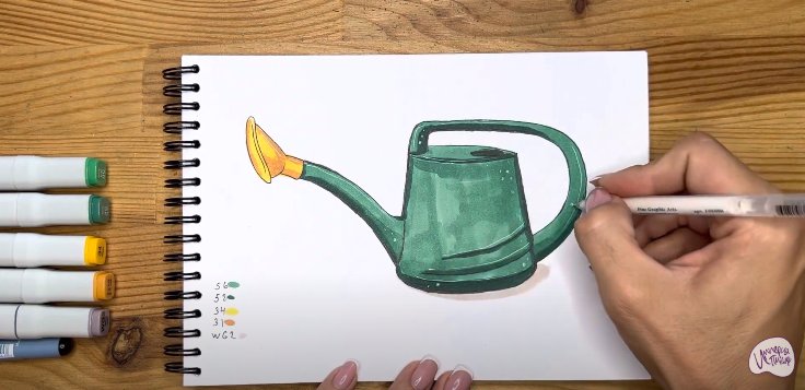Нарисовать лейку карандашом поэтапно для детей художественная школа
