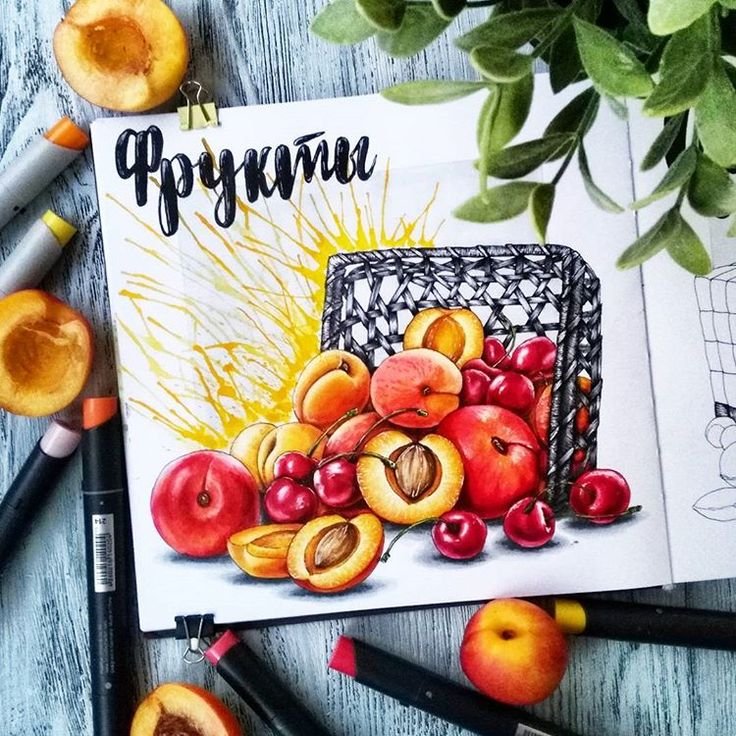 Рисунки для скетчбука еда