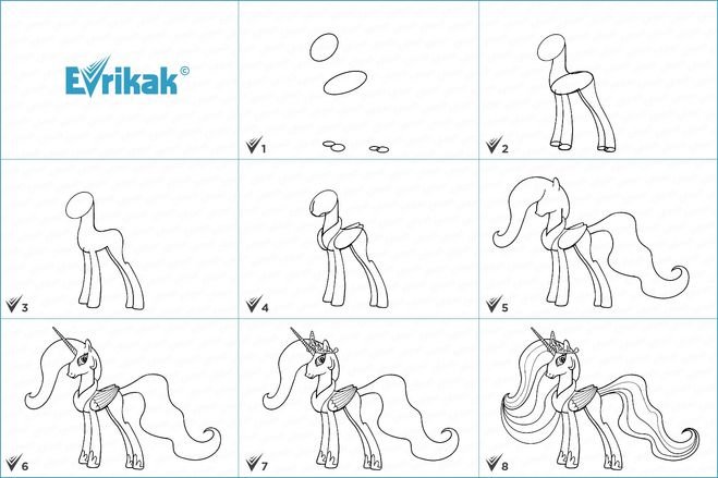 Рисунки для срисовки пони