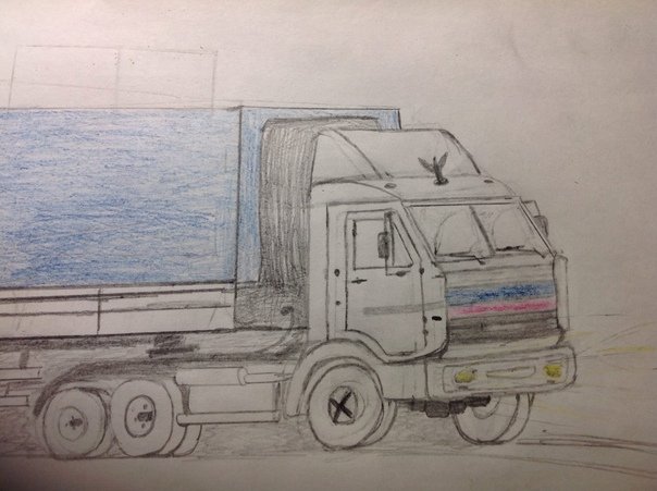 КАМАЗ 54115 рисунок карандашом