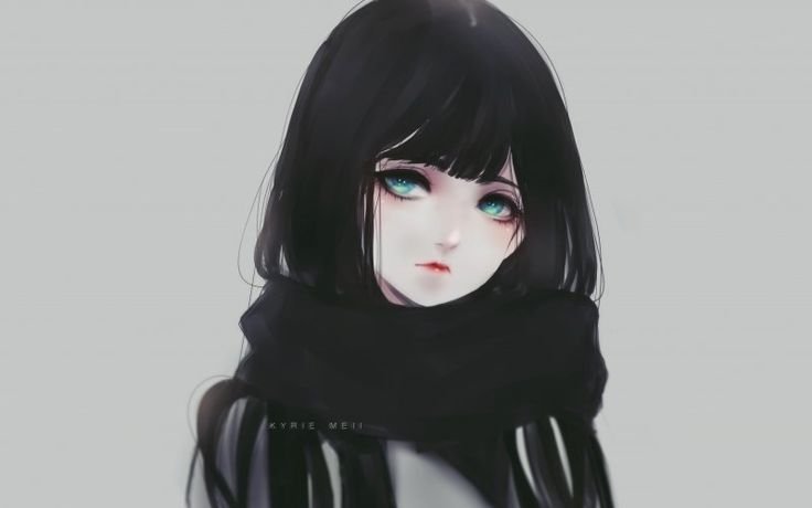 Черноволосая девушка аниме
