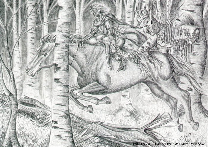 Рисунок к балладе Шуберта Лесной царь