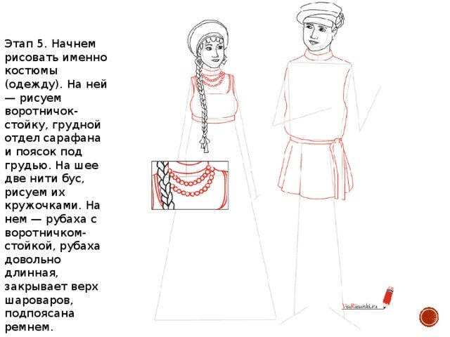Рисование русского народного костюма