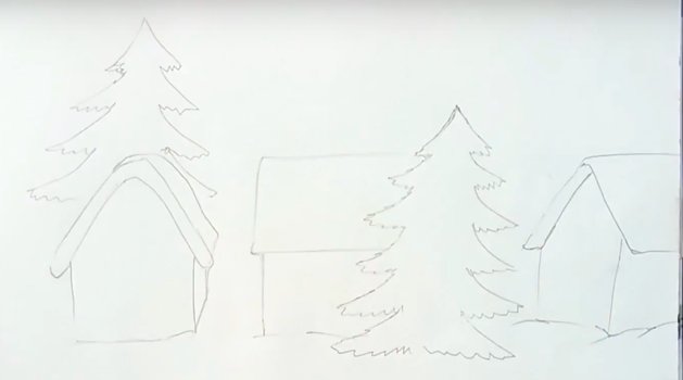 Рисунок на тему зима карандашом