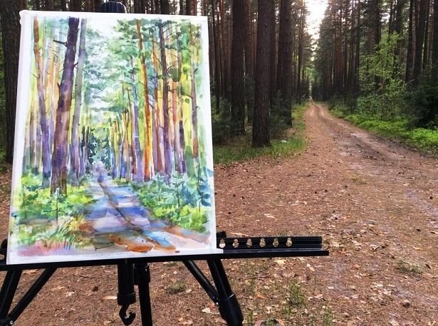 Сосна акварелью