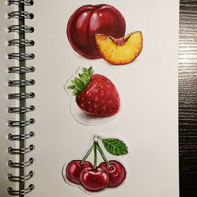 Ягоды скетч маркерами
