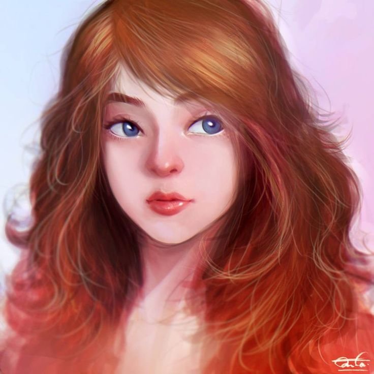 Рыжая девушка арт