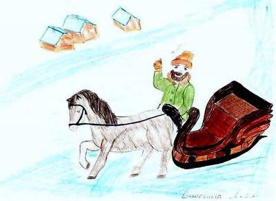 Зимняя дорога Пушкин рисунок