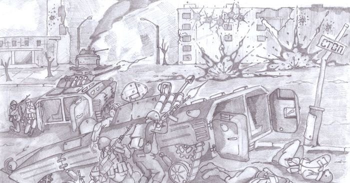 Рисунки на тему Чеченская война
