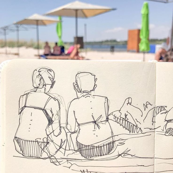 Пляж зарисовки