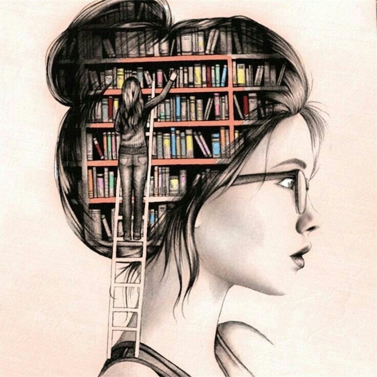 Девушка с книгой рисунок