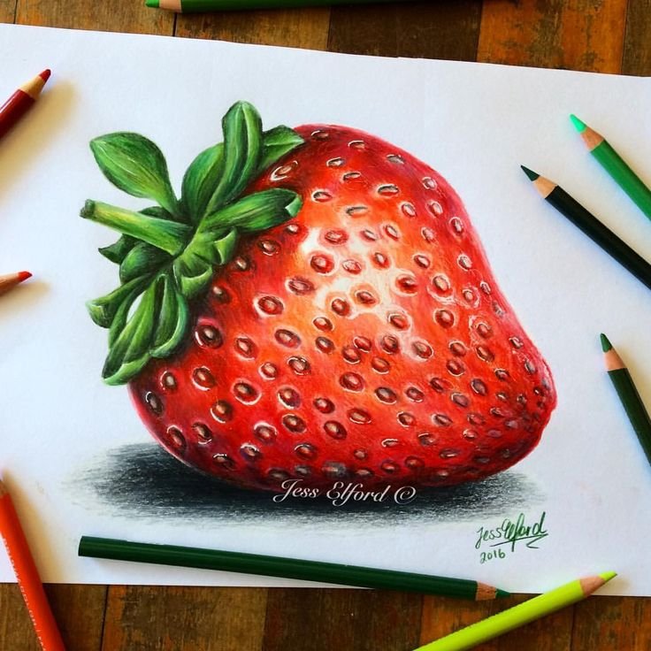 Клубника скетч маркерами