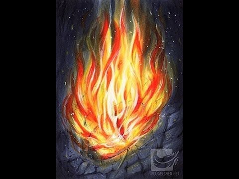 Огонь рисунок красками