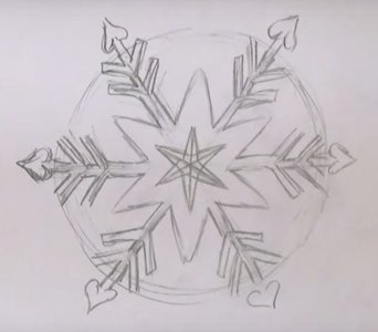 Снежинки карандашом