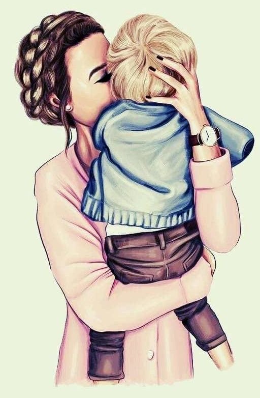 Мама и сын рисунок